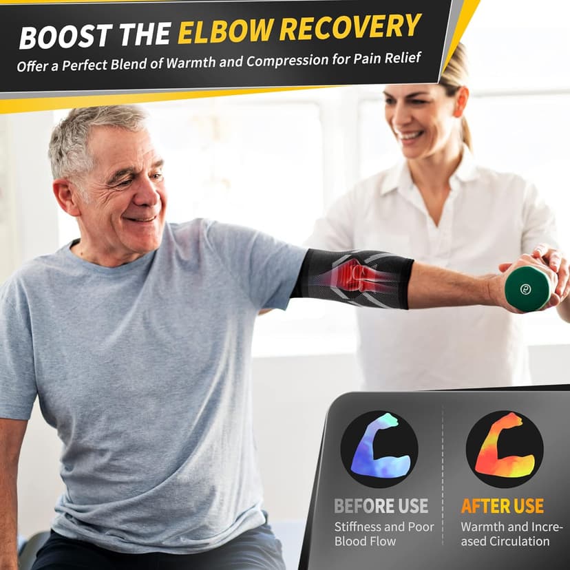 CAMBIVO 2 Pack Tennis Elbow Brace for Tendonitis and Tennis Elbow,Golfers Elbow, Arm Compression Sleeves for Women and Men, Bíceps Support Sleeve for Weightlifting, Basketball and Workout
