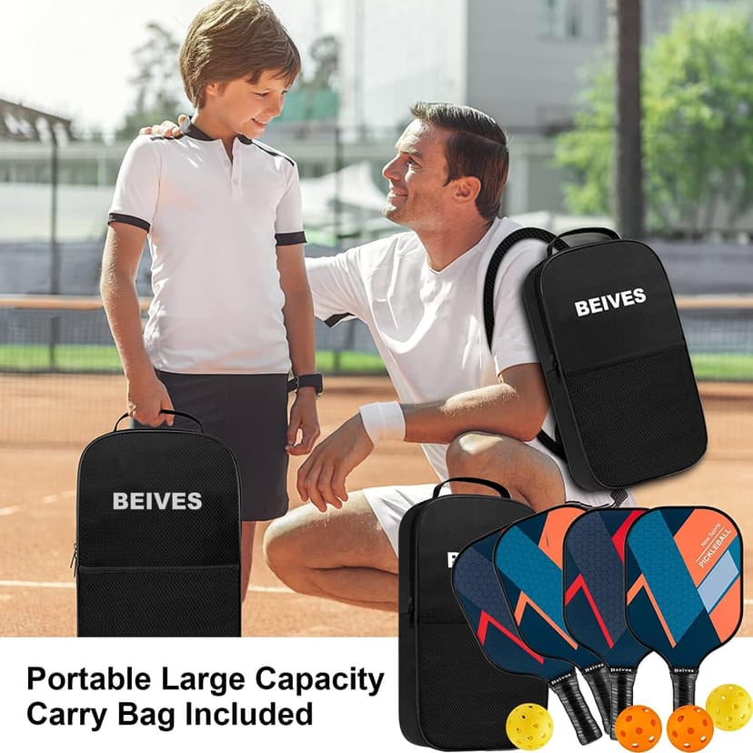 Pickleball Paddles, USAPA Standard Fiberglass Surface Pickleball Paddles Set of 2 or 4 Rackets, Pickleball Set with 4 Pickleball Balls &1 Pickleball Bag, Pickle Ball Paddle Set for Men, Women