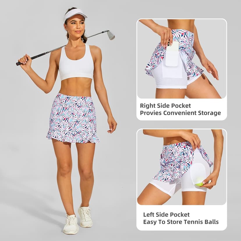 M MOTEEPI Tennis Skirt with Shorts Golf Skorts for Women Dressy Pickleball Skort Golf Outfits Clothes Athletic Skirts
