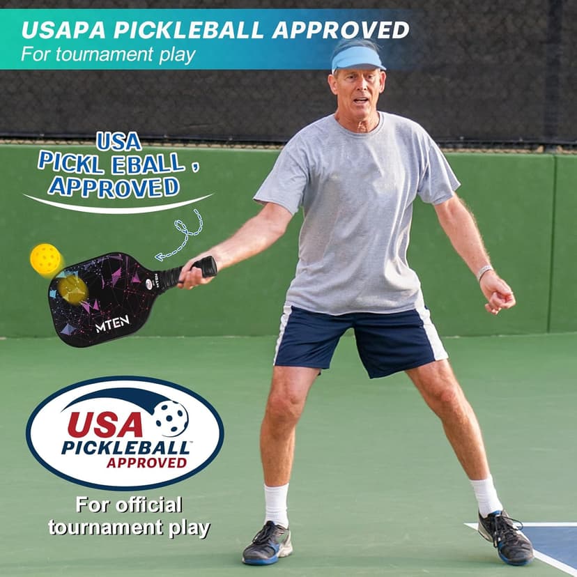 Pickleball Paddles, USAPA Approved Fiberglass Surface Pickleball Set with Pickleball Rackets, Pickleball Paddles Set ​for Men Women