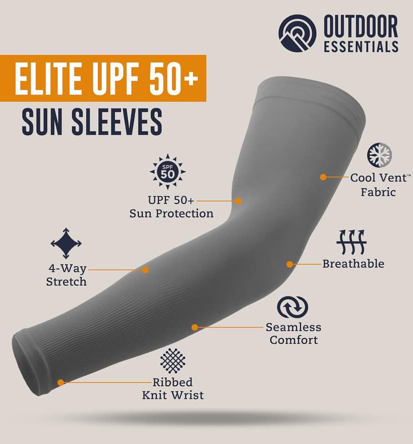 OutdoorEssentials UV Sun Protection Arm Sleeves - Compression Arm Sleeve, UV Arm Sleeves Men, Women - Golf Cooling Sleeves