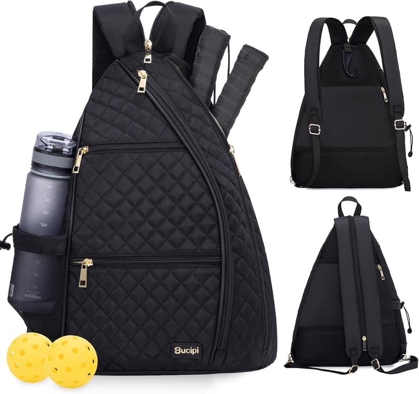 Sucipi Women's Pickleball Backpack - Quilted Crossbody Sling Bag for Tennis & Pickleball Paddle