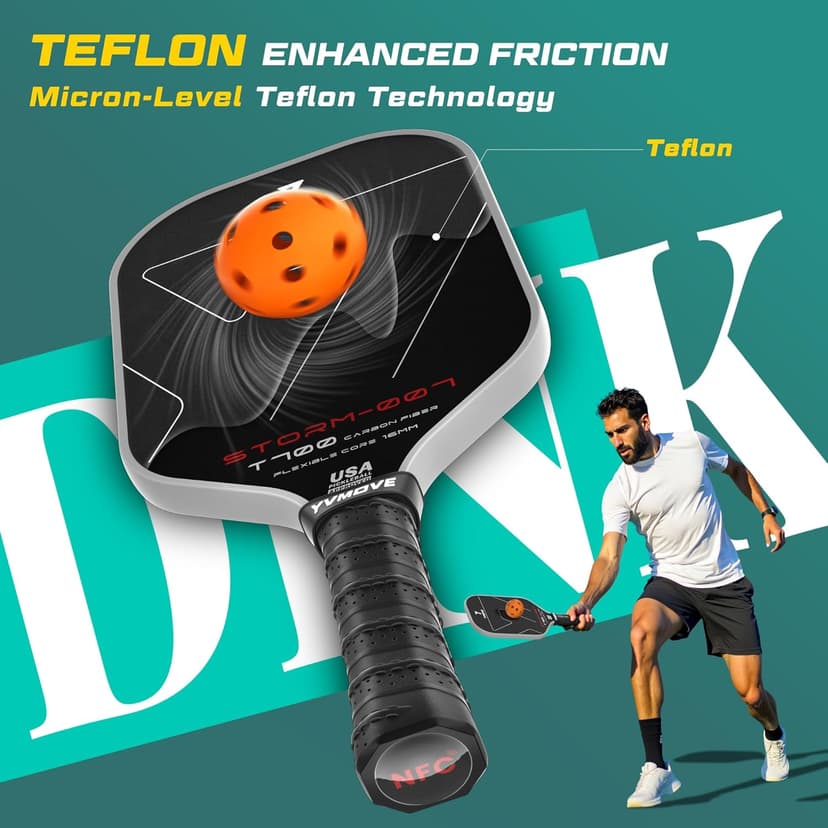 Pickleball Paddle with T700 Raw Carbon Fiber Surface & 16mm STR-Core Power Polymer Core, Premium Pickle Ball Racket Designed for Ultimate Spin & Consistency, USAPA Approved