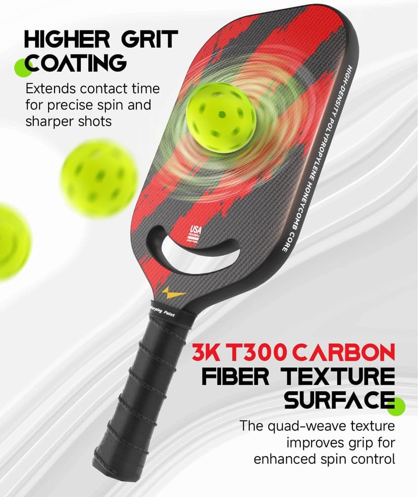 Warping Point Ascent Pickleball Paddles| Carbon Fiber Pickleball Racket with Aero Throat | Textured Grit Surface | Hexa Polymer Core | Designed for Swing Speed and Maneuverability