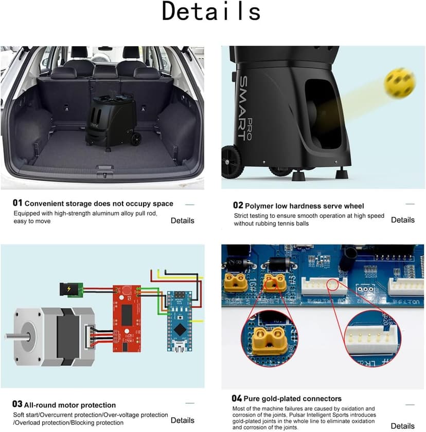 PP-Smart Pro Pickleball Machine – Large Capacity, Long Battery Life, Precise Ball Placement, Adjustable Speed and Spin, Smart Programming, Ideal for Training All Skill Levels