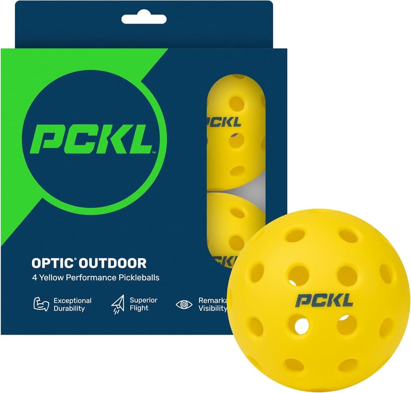 PCKL Optic Speed Pickleball Balls | Choose Indoor or Outdoor Pickleballs | USAPA Tournament Aproved | 4 Pack Crack-Resistant