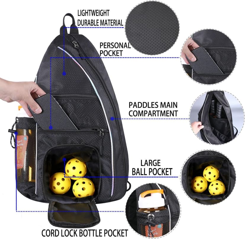 Pickleball Bag - Pickleball Bags for Women Men - Pickleball Backpack - Travel Pickleball Paddle Case, Pickle Ball Bag for Pickleball Paddle Tennis Racket, Protable Pickleball Sling Bag