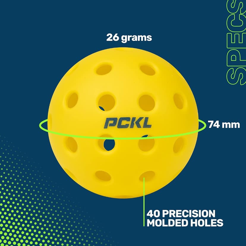PCKL Optic Speed Pickleball Balls | Choose Indoor or Outdoor Pickleballs | USAPA Tournament Aproved | 4 Pack Crack-Resistant