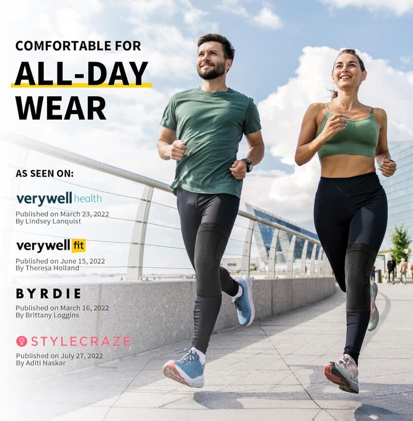 CAMBIVO 2 Pack Knee Braces for Knee Pain, Knee Compression Sleeve for Men and Women, Knee Support for Meniscus Tear, Running, Weightlifting, Workout, ACL, Arthritis, Joint Pain Relief (Black,Medium)