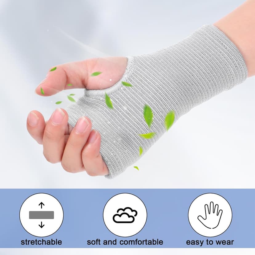 Lusofie 2 Pairs Wrist Sleeve Elastic Breathable Fingerless Gloves Compression Wrist Sleeve Suitable for Men and Women Fitness Sports Cycling(Black, Grey)