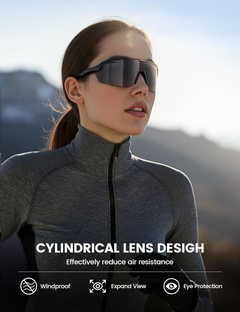 Lamicall Polarized Sports Sunglasses for Men Women, 24g, UV400 Protection Sun Glasses for Cycling Running Baseball Fishing