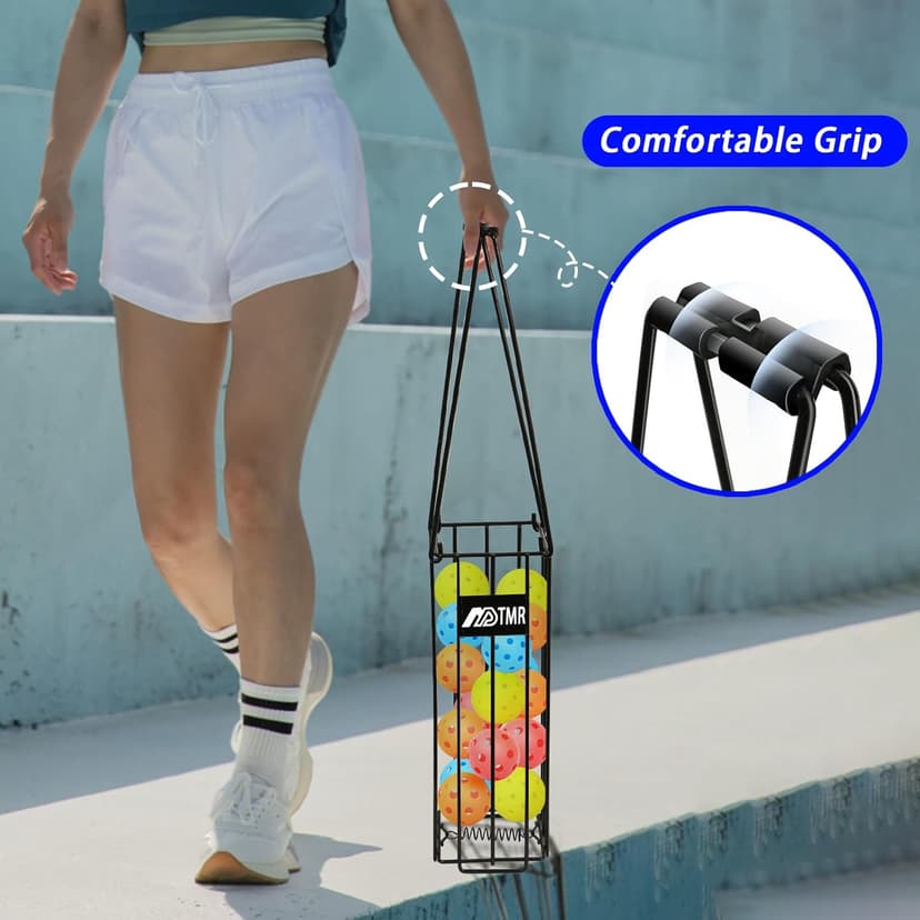 Portable Pickleball & Tennis Ball Hopper Basket Picker Upper,Tennis Hopper Basket with Handle for Easy Pickup,Tennis Ball Basket Pickup Hopper for Picking and Storage Training Tool for Ball