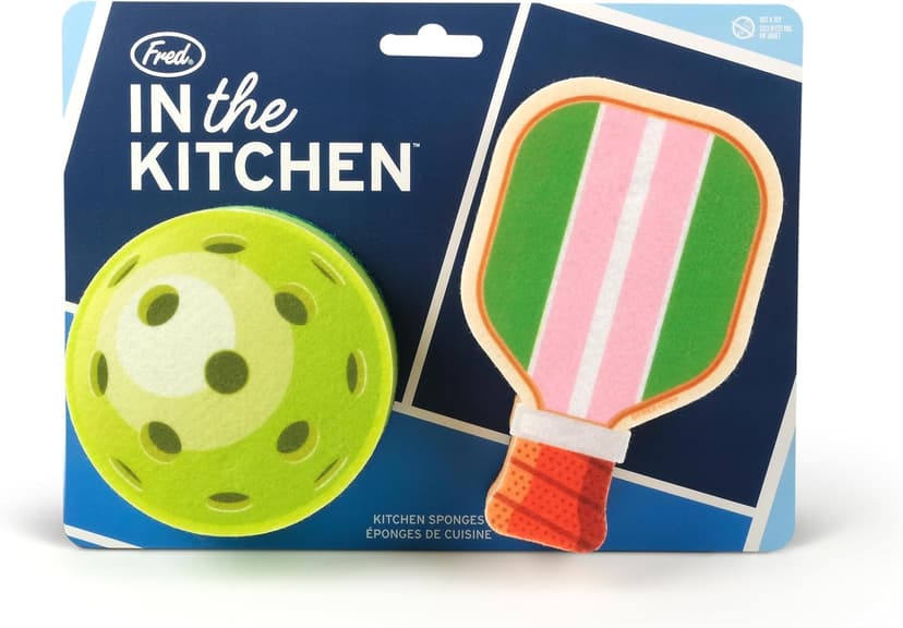 Genuine Fred in The Kitchen Pickleball Inspired Sponges, Set of 2, Durable Layered Sponges, Fun and Quirky Kitchen Accessory, Pickleball Court Gift-Ready Packaging