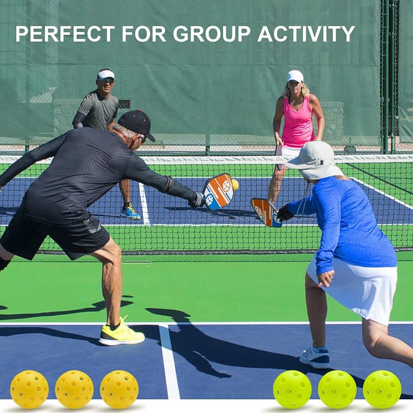 Pickleball Paddles Pickleball Set 7-ply Basswood Wooden Pickleball Rackets Set of 4 with 6 Balls and 1 Carry Bag, Pickleball Equipment for Beginner to Intermediate with Extra Edge Guard