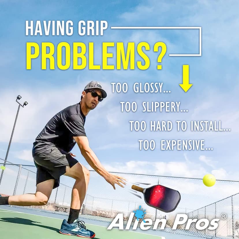 ALIEN PROS Pickleball Overgrip (4-Pack) with Ridges for Better Grip Control - Precut and Dry Feel Pickleball Grip Tape - Non-Slip Pickleball Paddle Grip Tape for High Performance