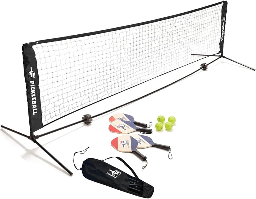 FILA Accessories Pickleball Net Set - Includes Pickleball Paddles Set of 4 with Regulation Size 4 Outdoor Balls & 10ft All Weather Mesh Net for Indoor or Outdoor Use - Lightweight, Quick & Easy Setup