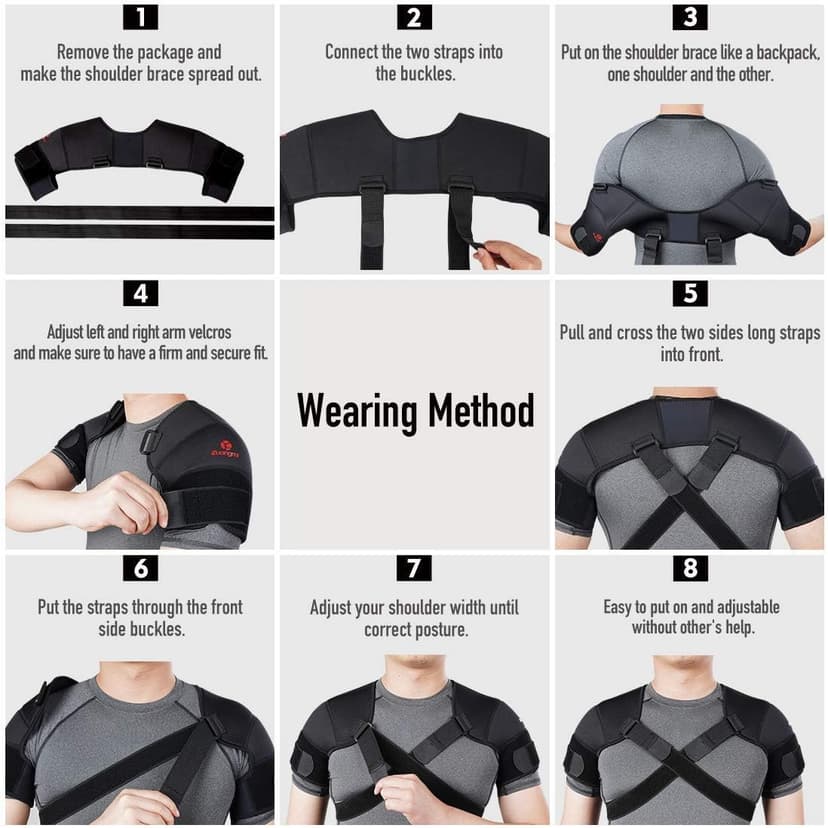 Kuangmi Double Shoulder Support Brace Strap Wrap Neoprene Protector,M