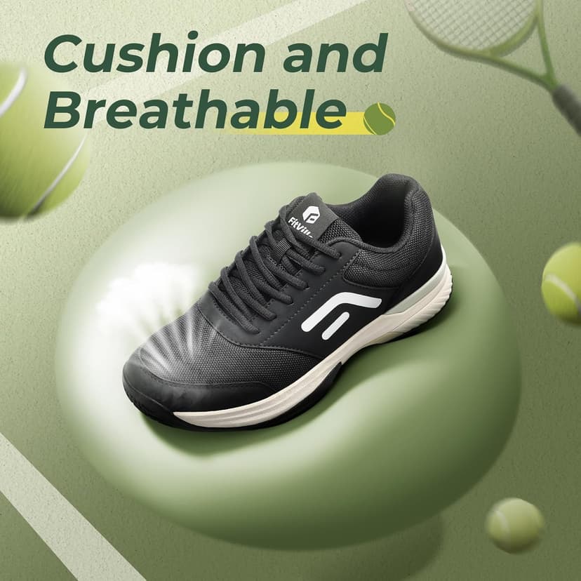 FitVille Wide & Extra Wide Pickleball Shoes Men Tennis Racquetball Squash Shoes for Men All Court with Arch Support-Tennis V3