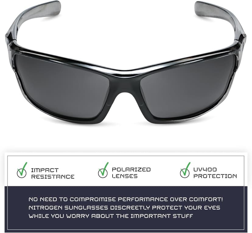 Nitrogen Polarized Wrap Around Sport Sunglasses for Men Women UV400 Protection Sun Glasses