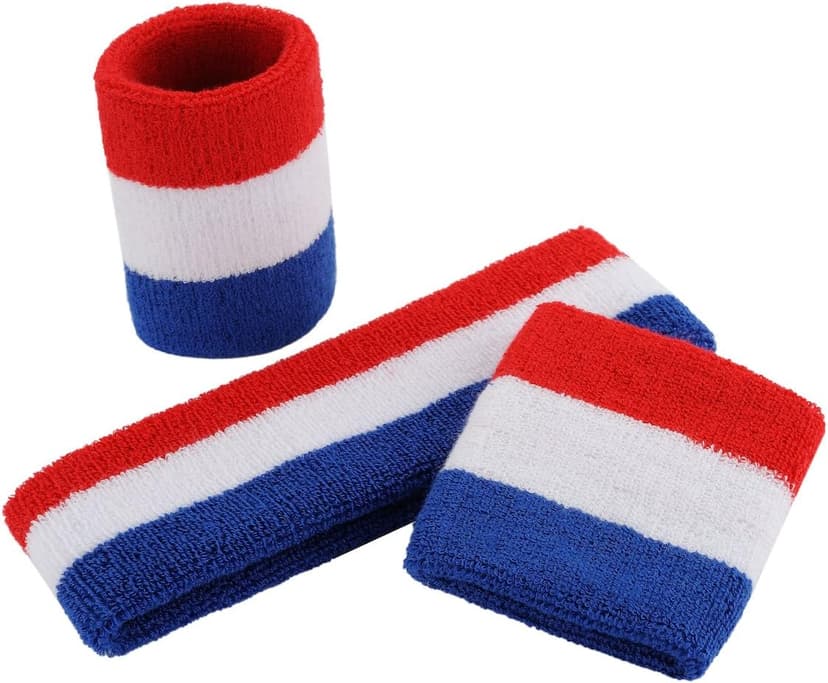 ONUPGO Sweatband Set Sports Headband Wristband Set Sweatbands Terry Cloth Wristband Wrist Sweatband Headbands Moisture Wicking Sweat Absorbing Head Band