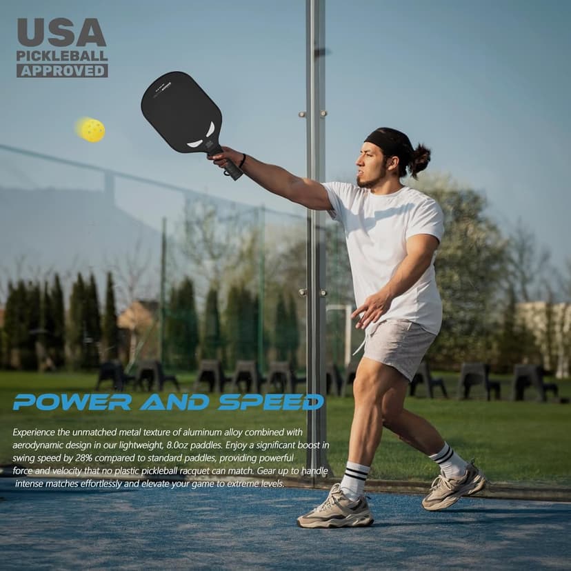 Pickleball Paddles,USAPA Approved Titanium Aluminum Surface & Titanium Aluminum Core Pickleball Set,Pickle Ball Paddles Set of 2 ​for Men Women New Players