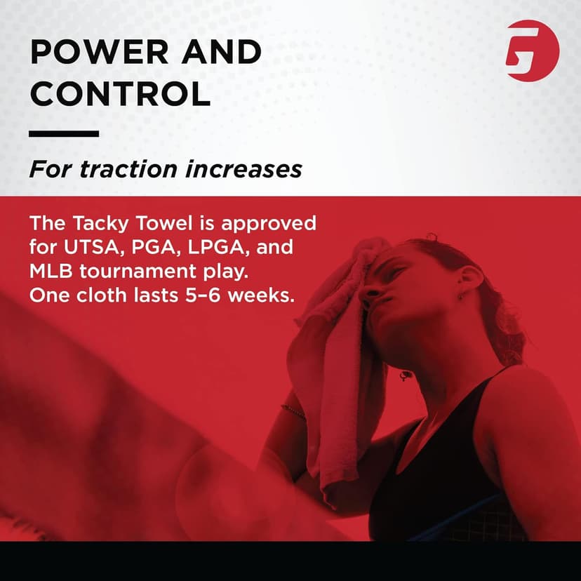 GAMMA Sports Tacky Towel, Non-Toxic, Grip Traction Enhancer, Ideal for Tennis, Golf, Baseball, Basketball, Football, Softball, Pickleball, USTA Approved for Tournament Play, 8"x5"