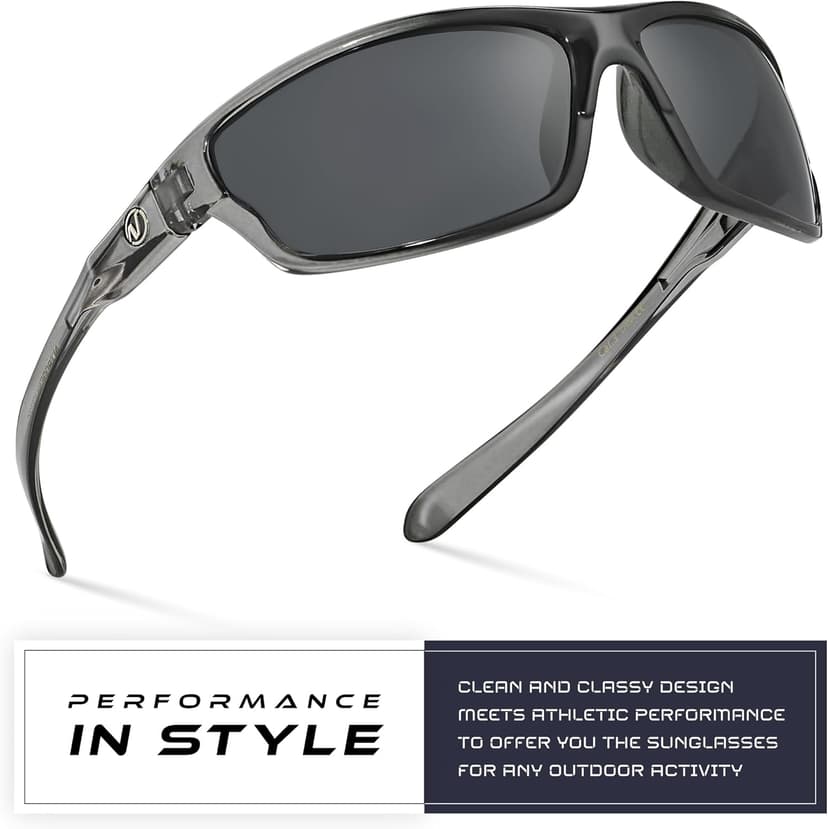 Nitrogen Polarized Wrap Around Sport Sunglasses for Men Women UV400 Protection Sun Glasses