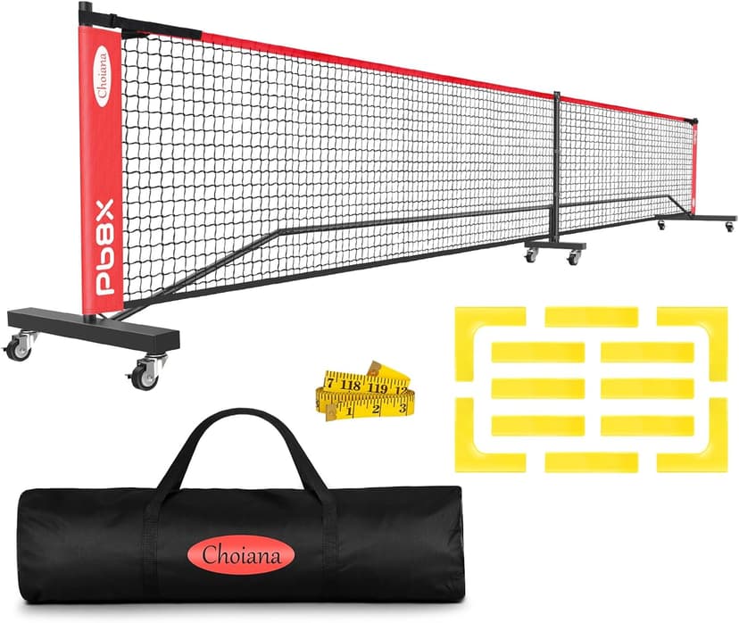 Portable Pickleball Net, Pickle Ball Net Outdoor with 22ft Regulation Size Net, Court Markers, Durable Frame PE Knited Pickleball Practice Net System for Backyard Driveway