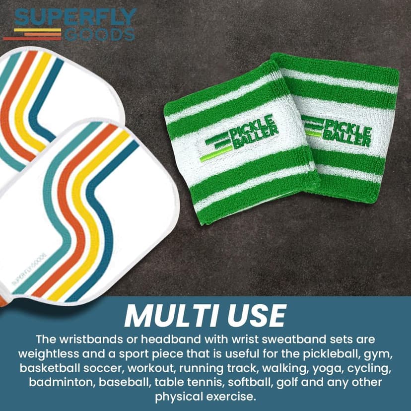 Sweatbands Pickleball Golf Tennis Great Gift or for Your Sports or Team Wristband Sports Band Set Including Towel Wrist and Head Sweatbands