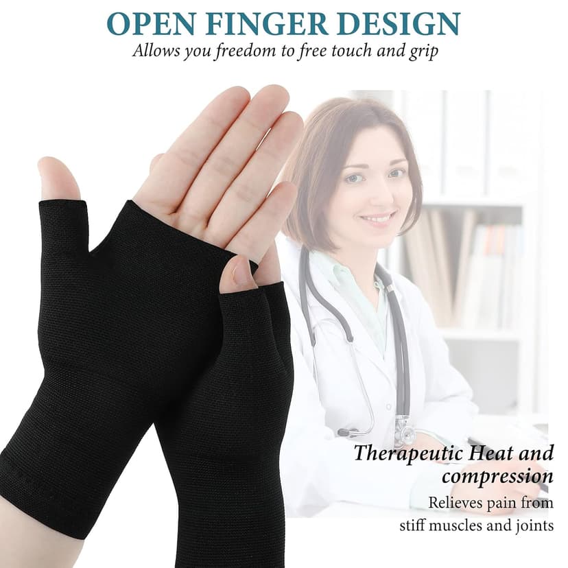 Geyoga 4 Pcs Unisex Wrist Thumb Support Fingerless Compression Gloves Wrist Support Brace for Sports, Fits Small-Check Size Chart Before Ordering(Black, Nude Color,5.9-6.7 Inch)