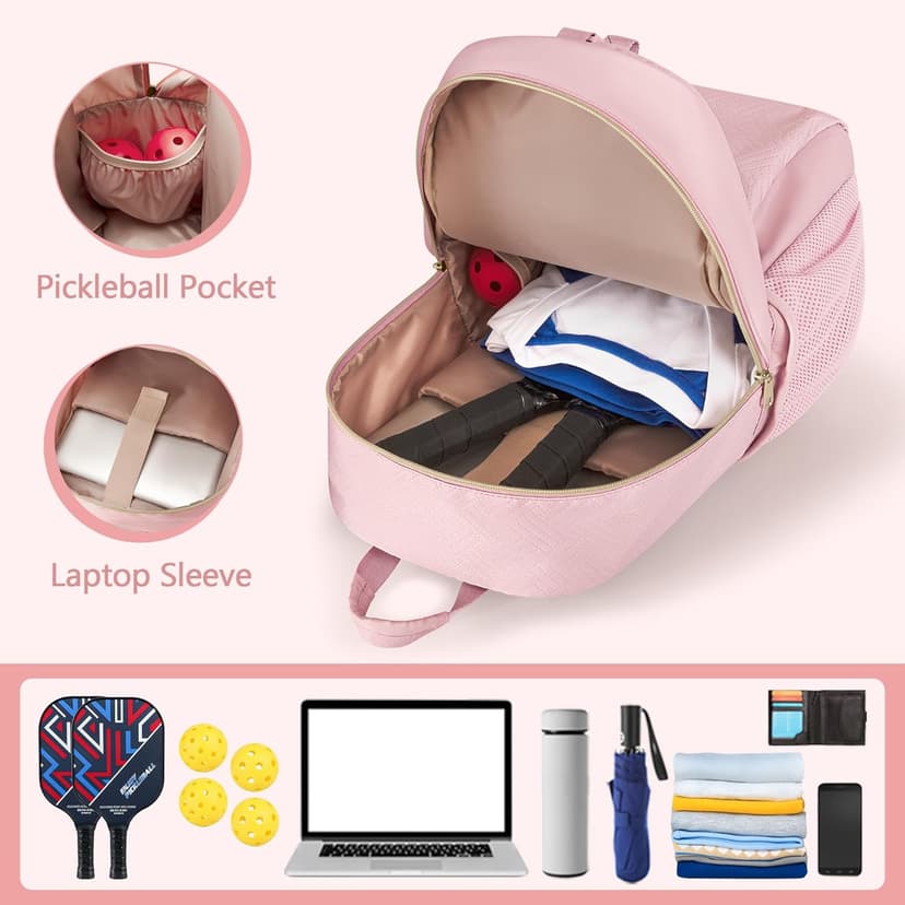 Pickleball Bag Backpack for Women Holds 4 Paddles, Large Pickle Ball Bag Pickleball Paddle Backpack for Men