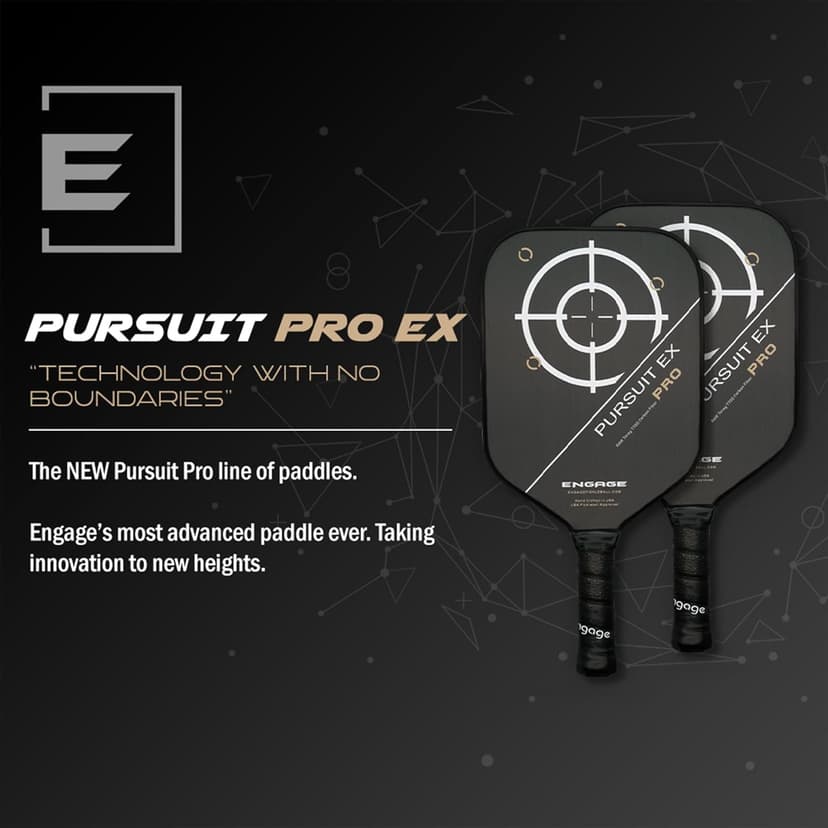 Engage Pursuit Pro EX Pickleball Paddle – Widebody Shape, Raw T700 Toray Carbon Fiber Face, 13mm Control Pro “Black” Core, Vortex Barrier Edge Technology Limits Vibration