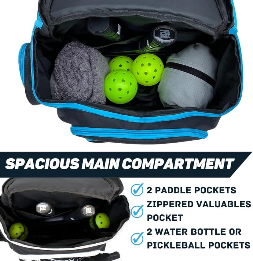 Pickleball Bag for Men and Women - Fits 2 to 4 Paddles - Shoe Compartment, Fence Hook, Storage Pockets for Water Bottles, Pickleballs, Clothing, Racquet/Paddle Storage - Pickle Ball Backpack