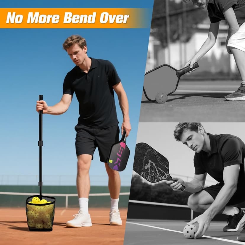 Pickleball Picker Upper Holds 14 Balls, Pickleball Ball Picker Hopper Tube, Pickleball Pickup Tube - Lightweight Pickleball Retriever Collector with Shoulder Strap