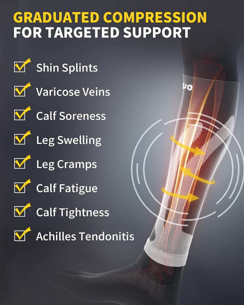 CAMBIVO 3 Pairs Calf Compression Sleeve for Women Men, Leg Support for Shin Splints
