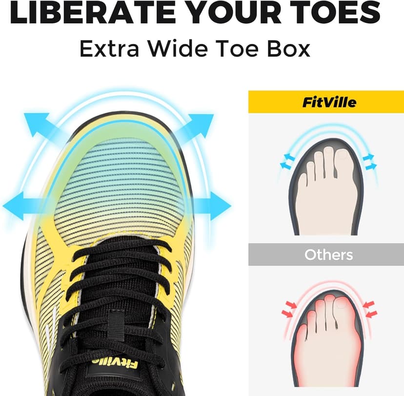 FitVille Extra Wide Pickleball Shoes for Men, All Court Tennis Sneakers Shoes with Arch Support