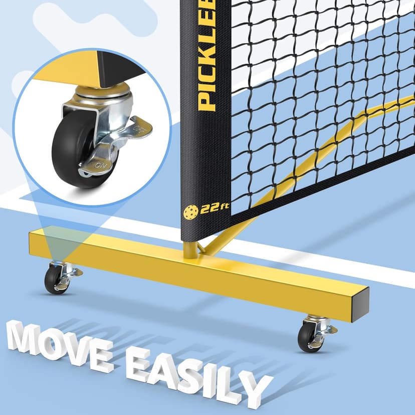 Fostoy Portable Pickleball Net with Wheels, Pickleball Set with 4 Fiberglass Paddles & 6 Pickleballs, Carry Bag, for Backyards Driveways and Garages