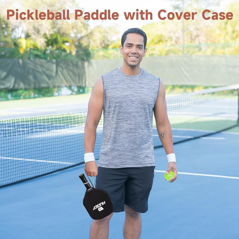 Pickleball Paddle USAPA Approved, Lightweight Carbon Fiber Face and Polypropylene Honeycomb Core Pickleball Racket with Cover, Elongated Handle and Cushion Comfort Grip Pickle Ball Paddle
