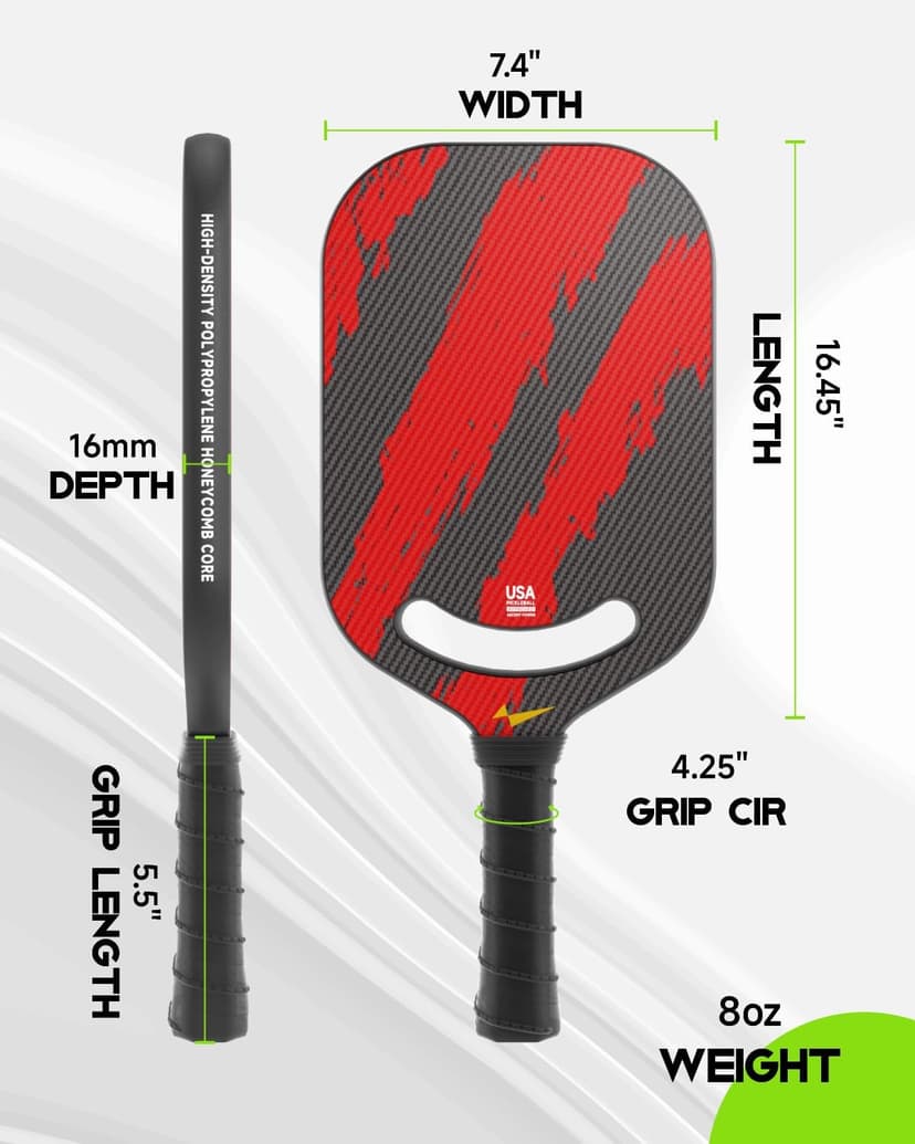 Warping Point Ascent Pickleball Paddles| Carbon Fiber Pickleball Racket with Aero Throat | Textured Grit Surface | Hexa Polymer Core | Designed for Swing Speed and Maneuverability