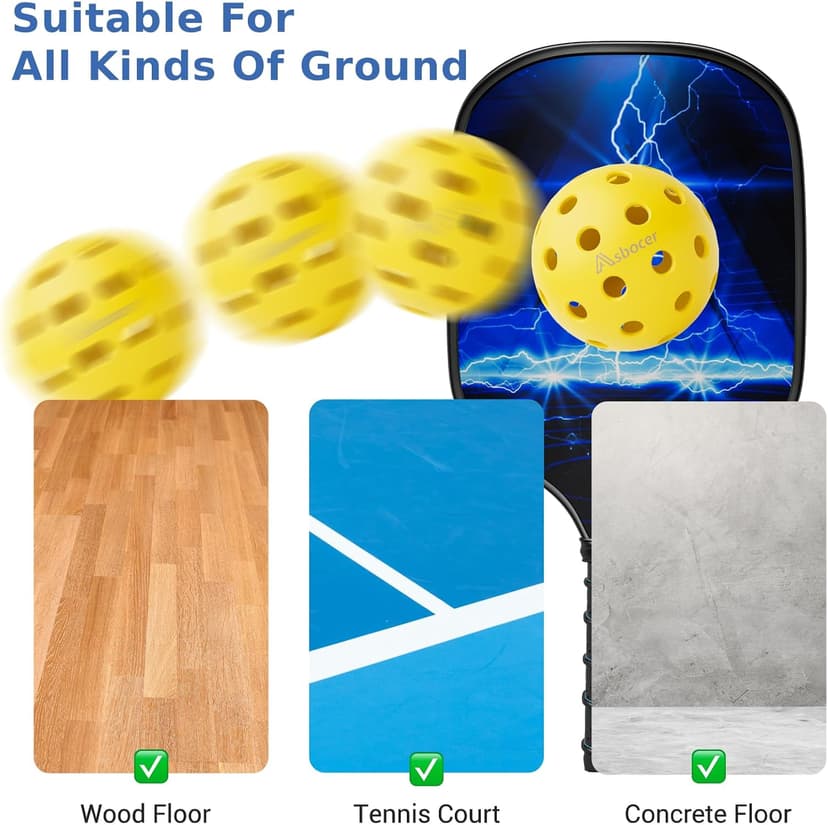 USAPA Approved Outdoor Yellow 40-Hole Pickleballs, 12-Pack in Mesh Bag with High Elasticity