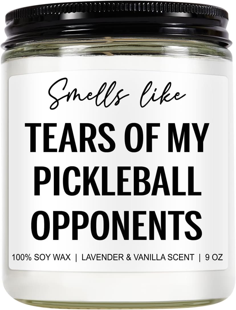 Tears of My Pickleball Opponents Candle, Pickleball Accessories, Pickleball Gifts for Women, Men, Mom, Dad - Mothers Day, Fathers Day, Funny Gifts for Pickle Ball Lovers, Players - 9 oz