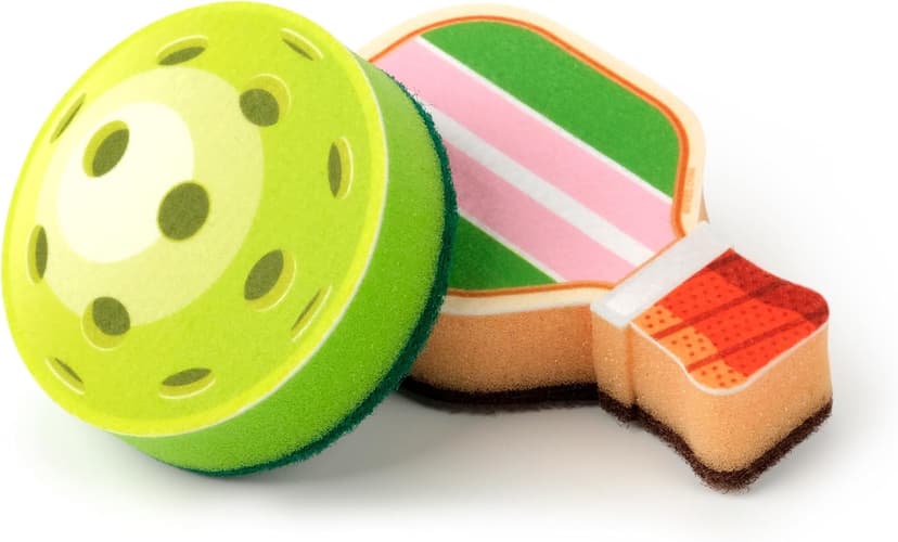 Genuine Fred in The Kitchen Pickleball Inspired Sponges, Set of 2, Durable Layered Sponges, Fun and Quirky Kitchen Accessory, Pickleball Court Gift-Ready Packaging