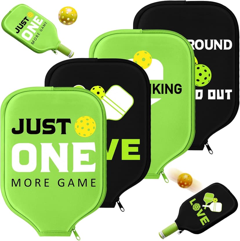 Poen 4 Pcs Ball Paddle Covers 8.5 x 11 Inch Protective Paddle Cover Racket Sleeve Bag with Zipper Universal Case Size Fits up to 8.25 in Wide for ball Sports Men Women Gift