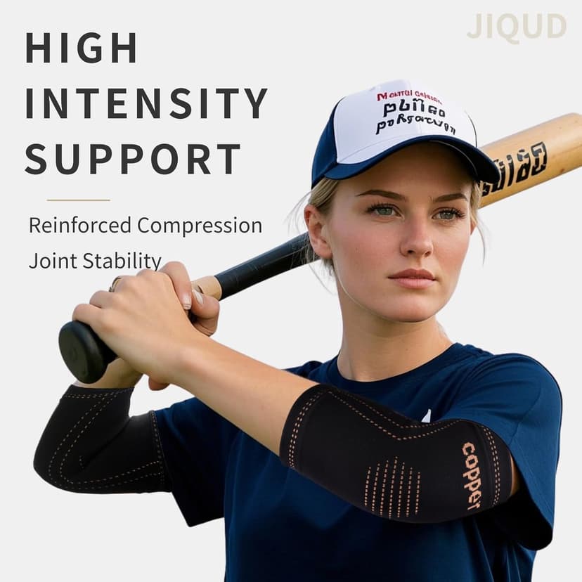 Elbow Brace for Tendonitis and Tennis Elbow for Women,Copper Elbow Compression Sleeve for Golfers Elbow Pain Relief | Arm Support Fit for Men Weight lifting Workouts, Recovery, Arthritis