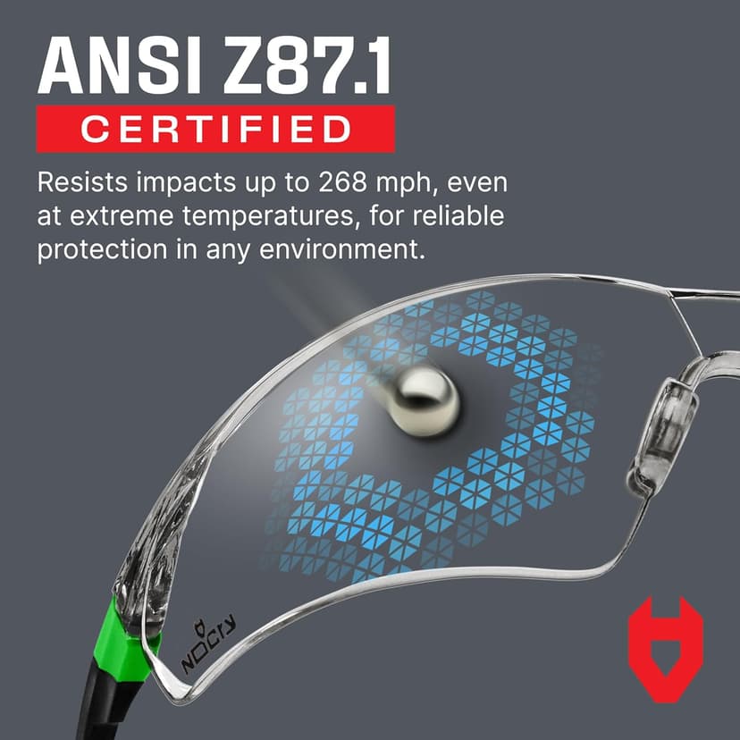 NoCry Clear Safety Glasses for Men and Women with Anti-Fog and Scratch Resistant Wrap Around Lenses, Adjustable Temples and Nose Pads — ANSI Z87 Certified Protective Eyewear with 100% UV Shielding