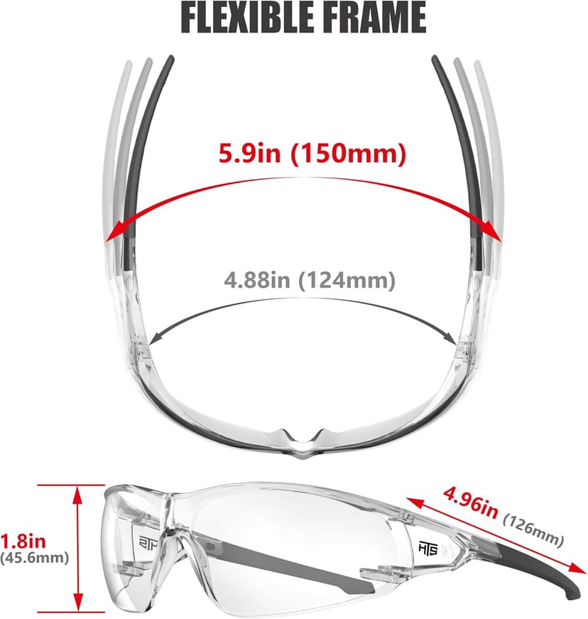 ANSI Z87.1 Anti-Fog Wrap-Around Clear Safety Glasses, Pickleball lab chemistry goggles with Scratch Resistant