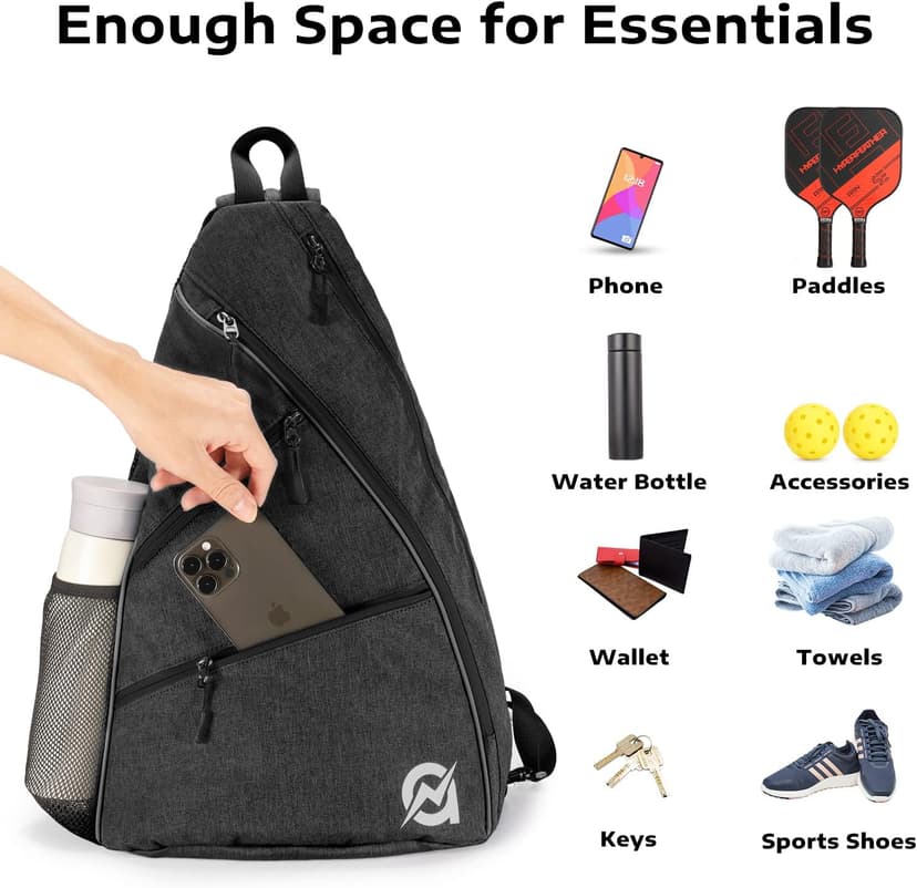 A11N SPORTS Pickleball Bag, Reversible Crossbody Sling Bag/Backpack for Women Men
