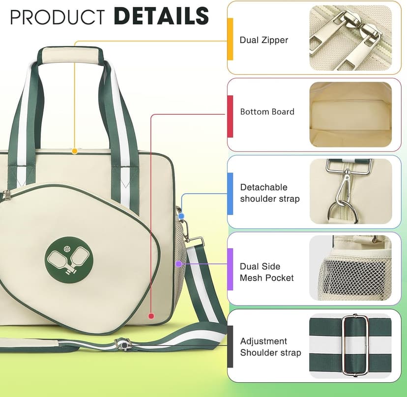 Newluck Pickleball Tote Sling Bag for Women/Men/Boy/Girl,Large Capacity,Adjustable Shoulder Strap with Fence Hook Accessories