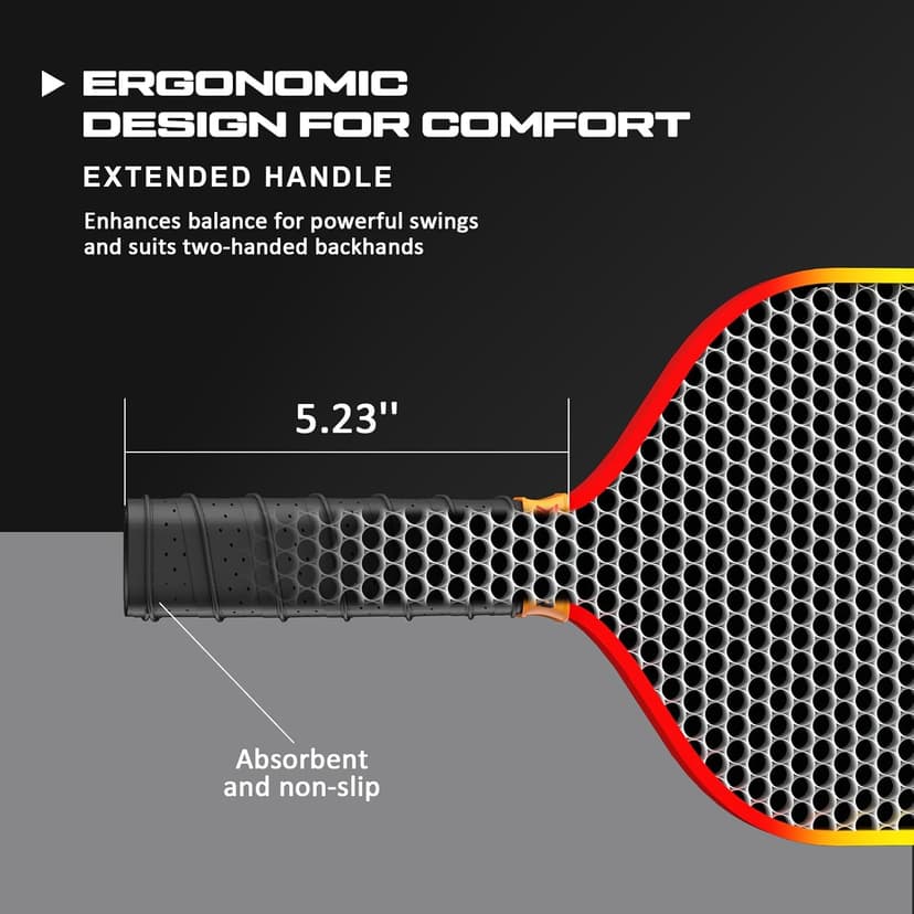 Pickleball Paddles - Professional Carbon Fiber Paddle with Honeycomb Core Pickleball Rackets - Lightweight Precision & Enhanced Shock Absorption for High Spin & Powerful Shots