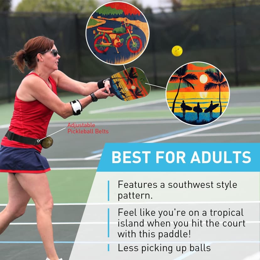 Pickleball Paddles Set of 4 with 4 Premium 9-Ply Basswood Paddles & 4 Pickleballs & 2 Handle Grips Tape & 2 Pickleball Belts & Carry Bag for Beginners Men Women Adults(New Version)